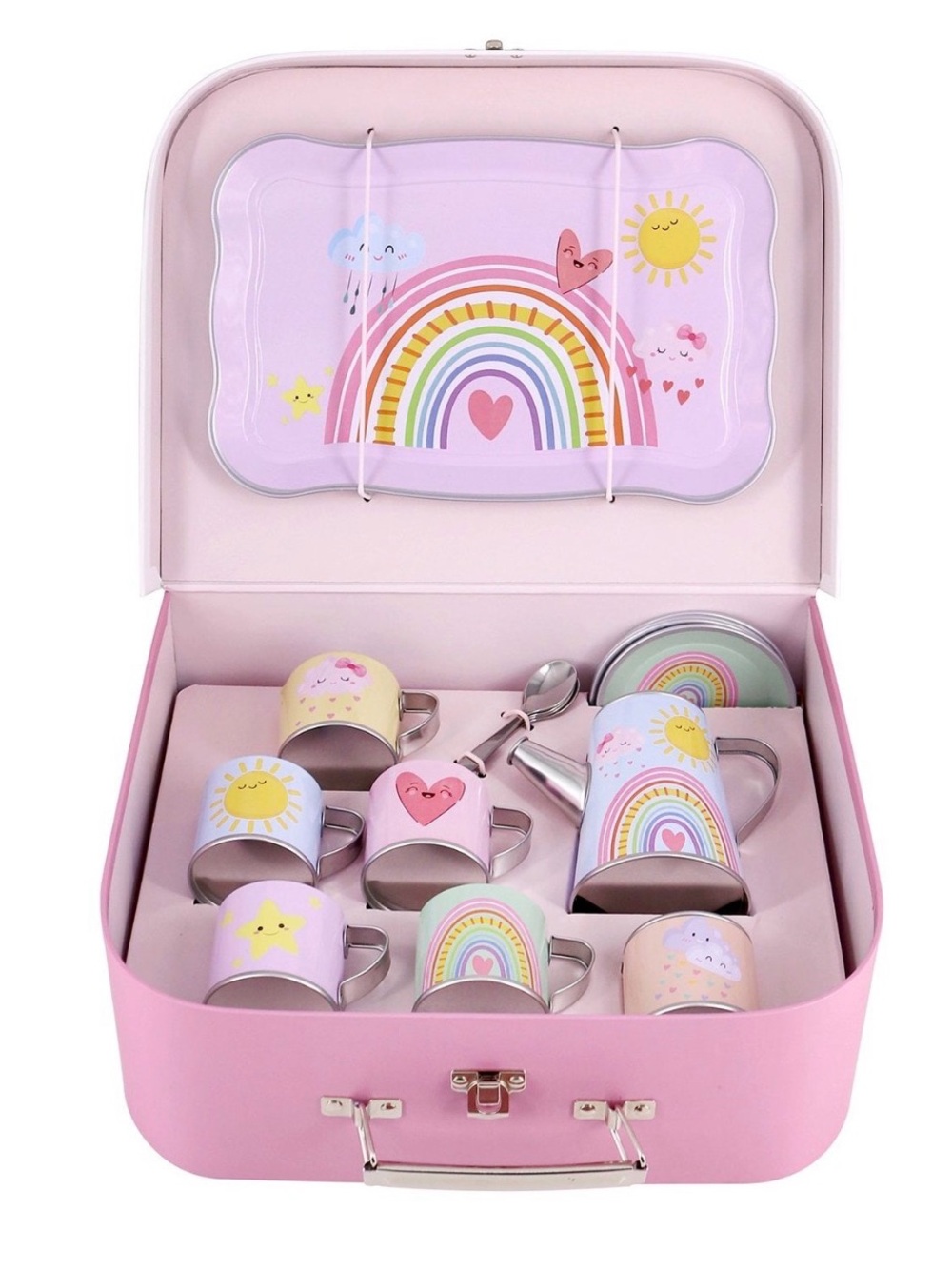 NIB MEMBER’S MARK 18 Piece Rainbow Tin Tea Set Imaginary Play - DISCONTINUED +3 - Picture 3 of 8